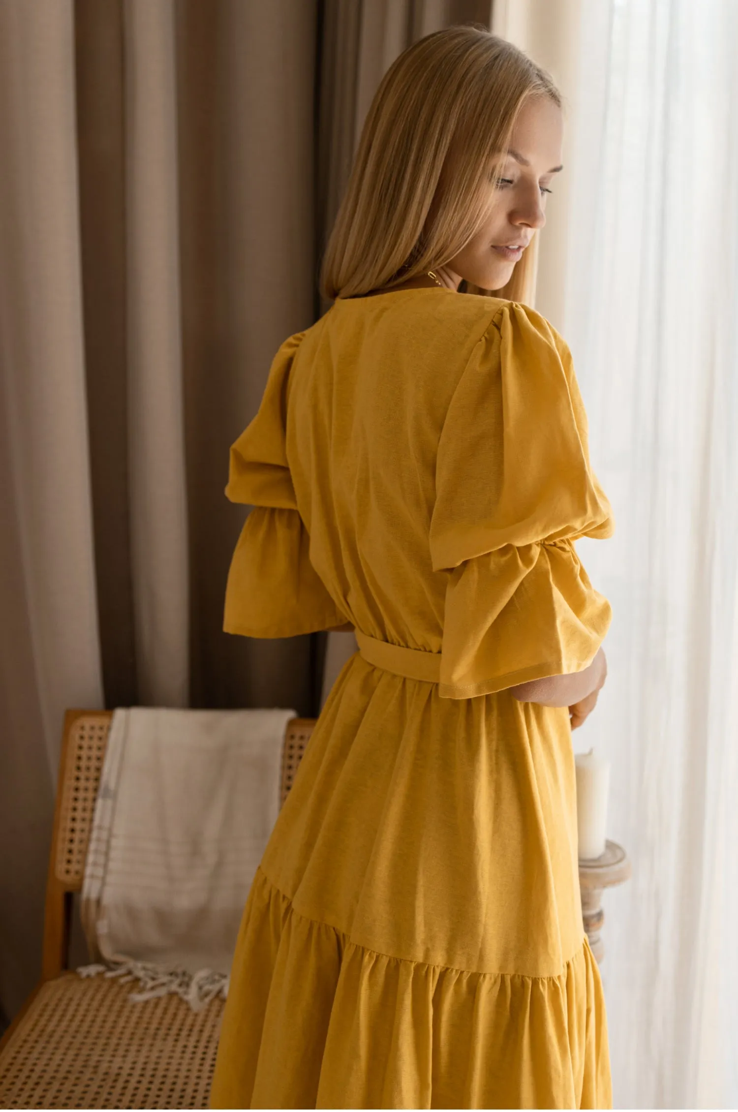 The Peony Dress – Hand-Loomed Linen Midi Dress