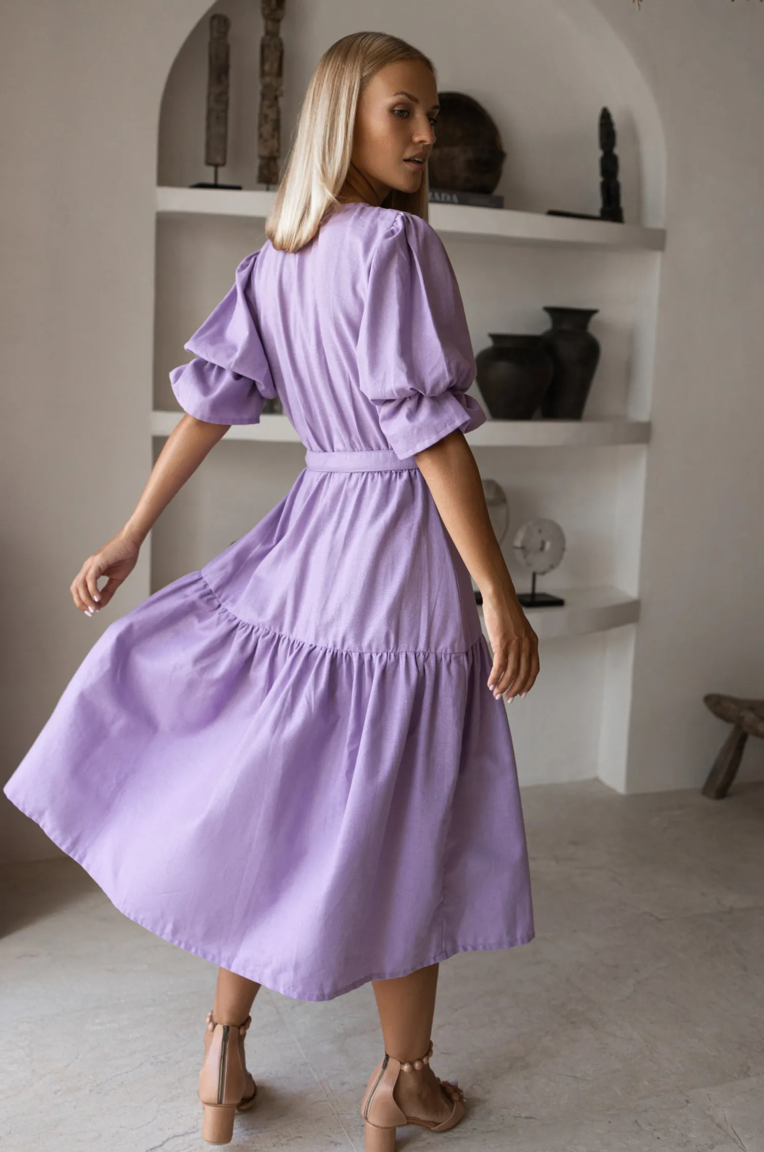The Peony Dress – Hand-Loomed Linen Midi Dress