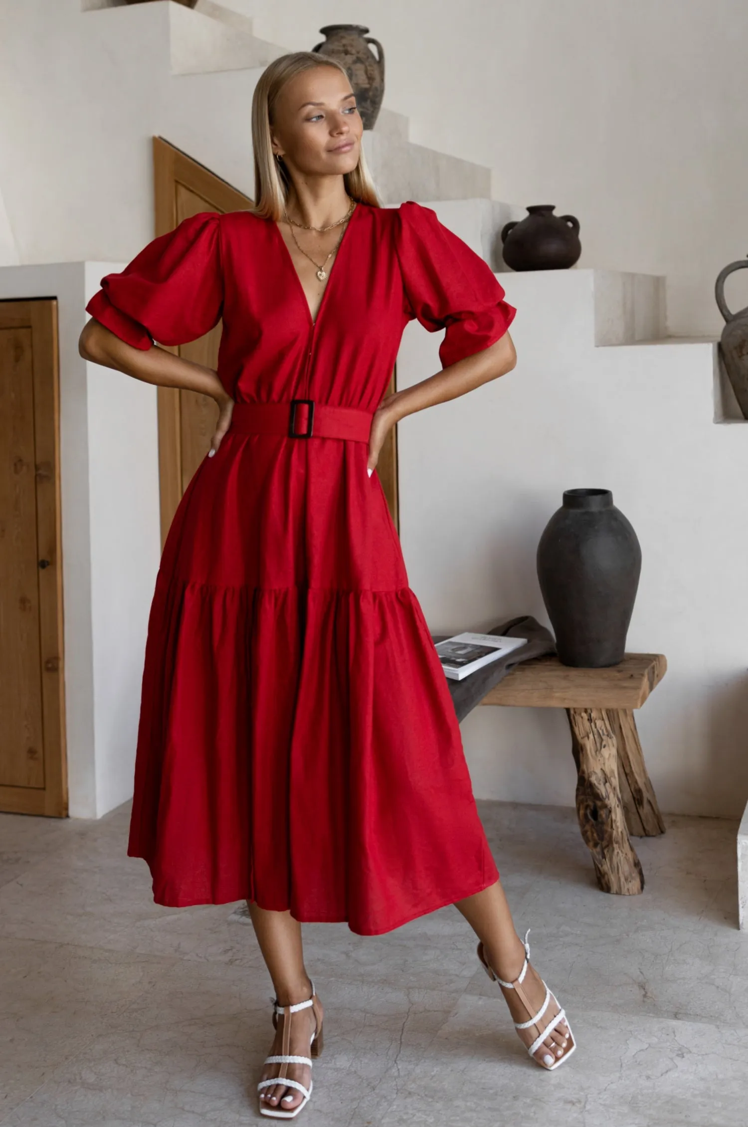 The Peony Dress – Hand-Loomed Linen Midi Dress