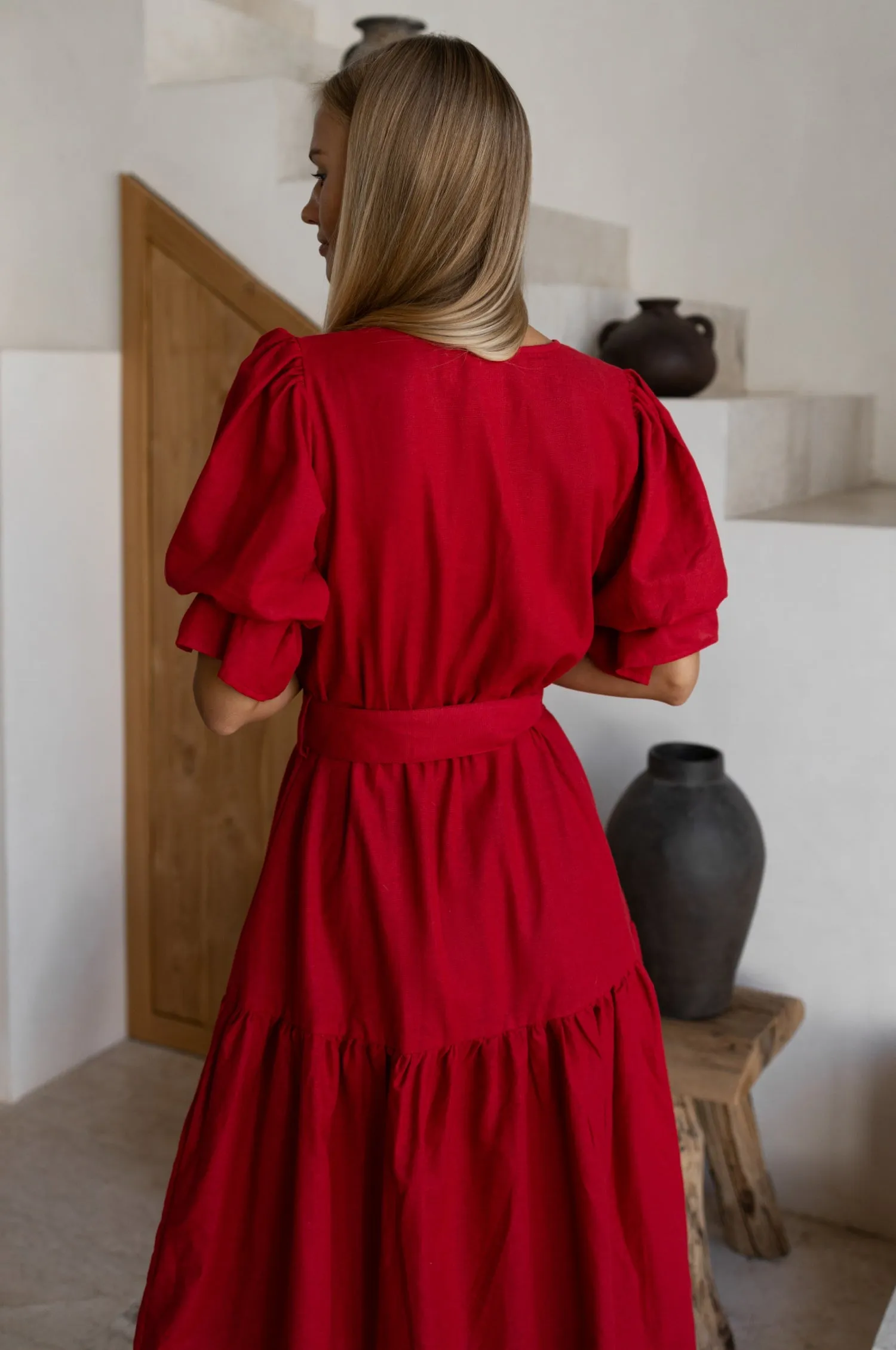 The Peony Dress – Hand-Loomed Linen Midi Dress