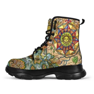Treasure Map Chunky Boots