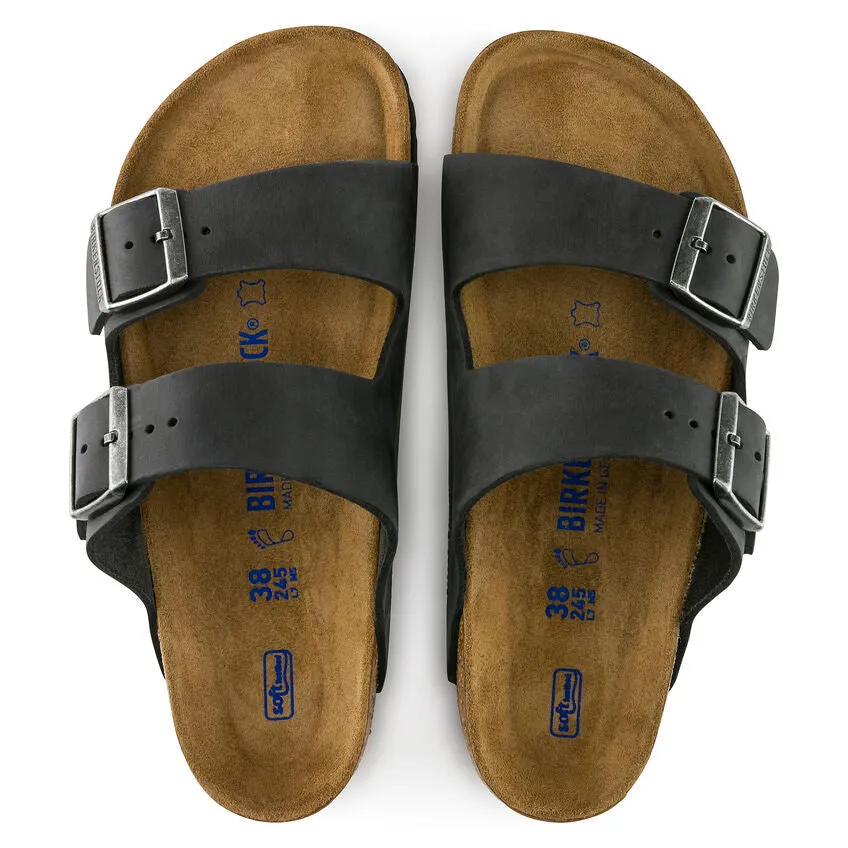 UNISEX BIRKENSTOCK ARIZONA LEATHER SOFT FOOTBED | BLACK