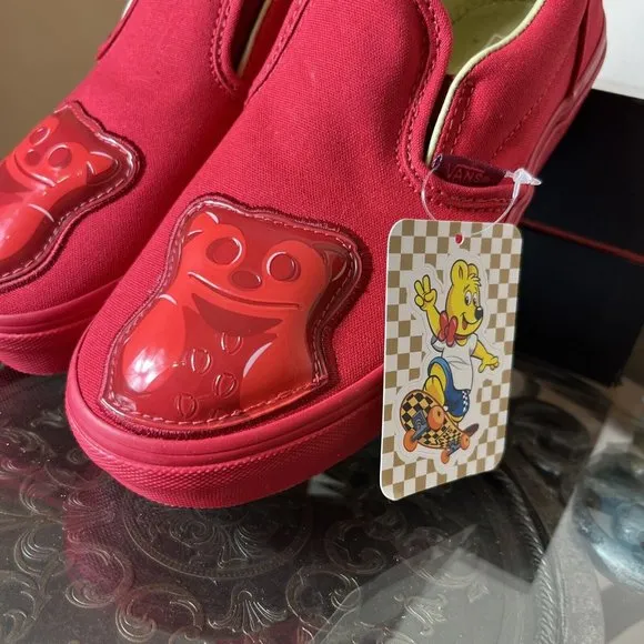 Vans x Haribo Gummie Bear Sneakers Red Canvas Kids Size‎ 3 Slip On OTW