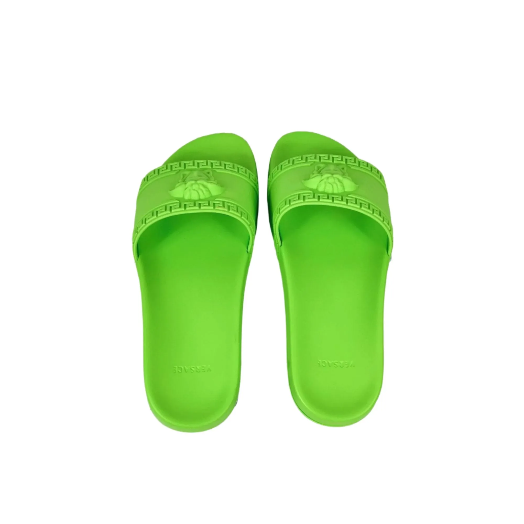 Versace Mens Neon Green Medusa Palazzo Rubber Slides