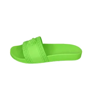 Versace Mens Neon Green Medusa Palazzo Rubber Slides