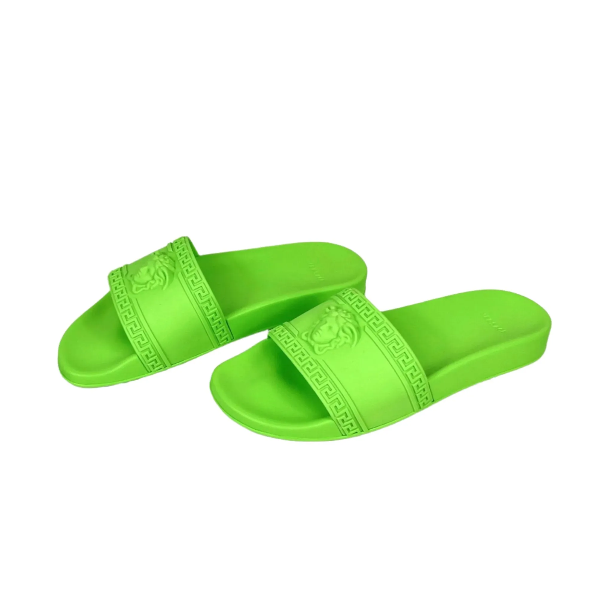 Versace Mens Neon Green Medusa Palazzo Rubber Slides