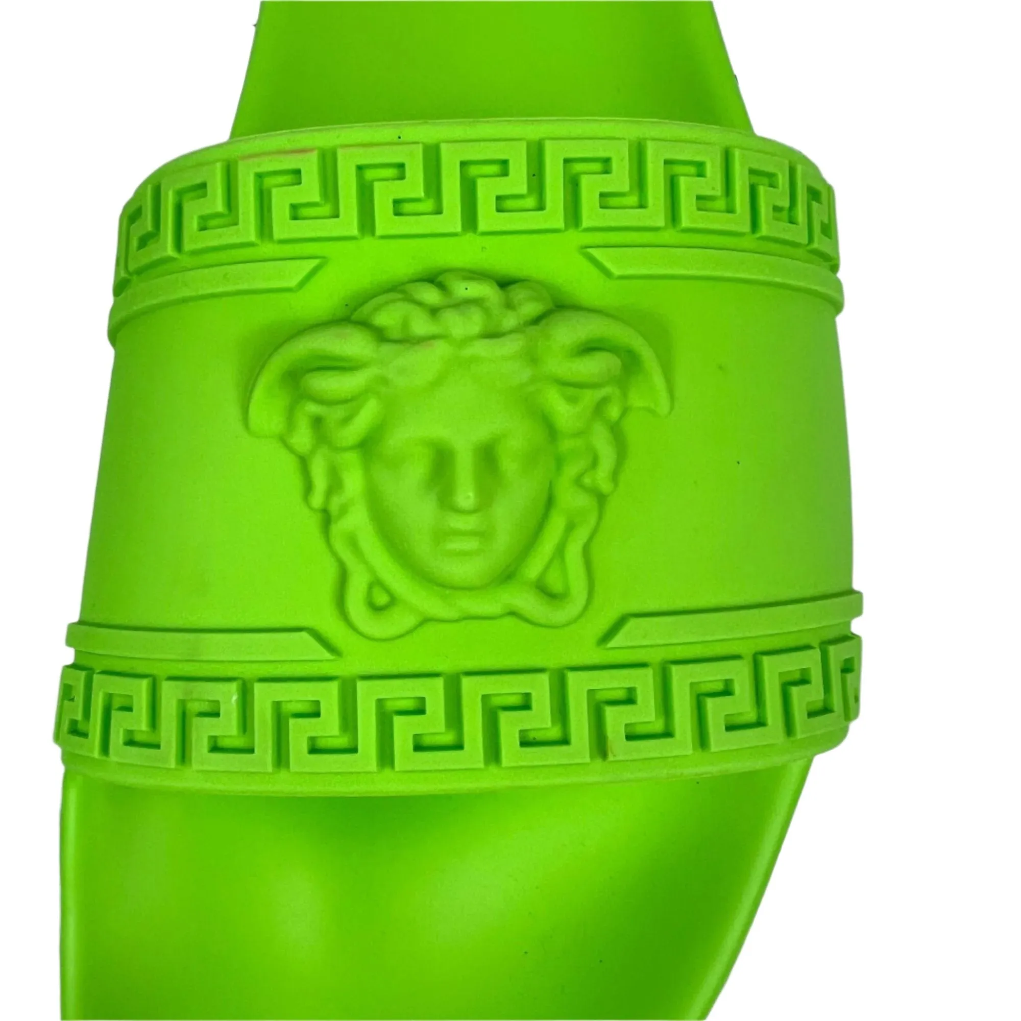 Versace Mens Neon Green Medusa Palazzo Rubber Slides