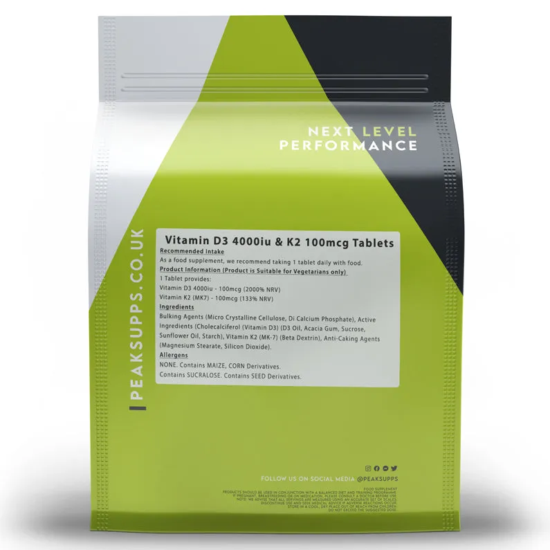 Vitamin D3 4000iu & Vitamin K2 MK-7 100mcg Tablets